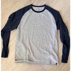 prAna Men's Raglan Baseball Tee – Gray/Navy – Size XL